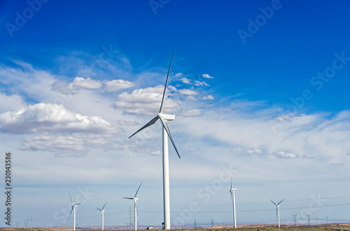 wind power generation under the blue sky