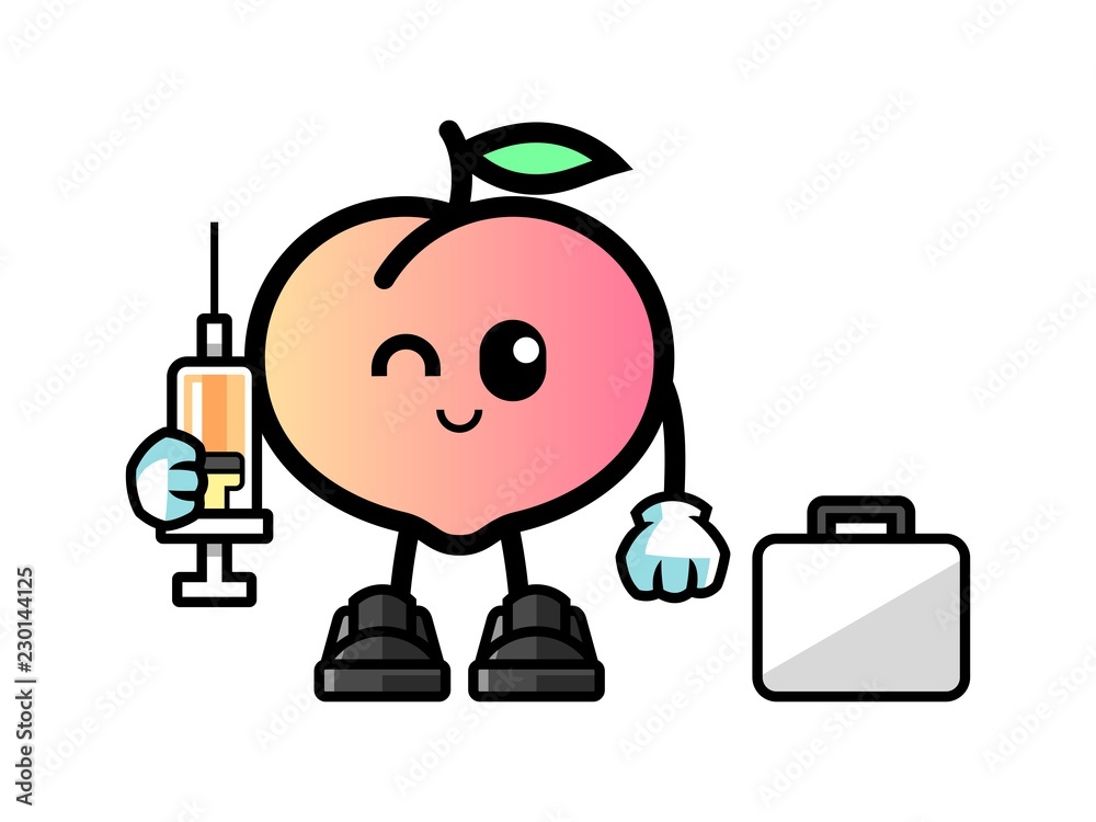 Peach doctor mascot cartoon illustration