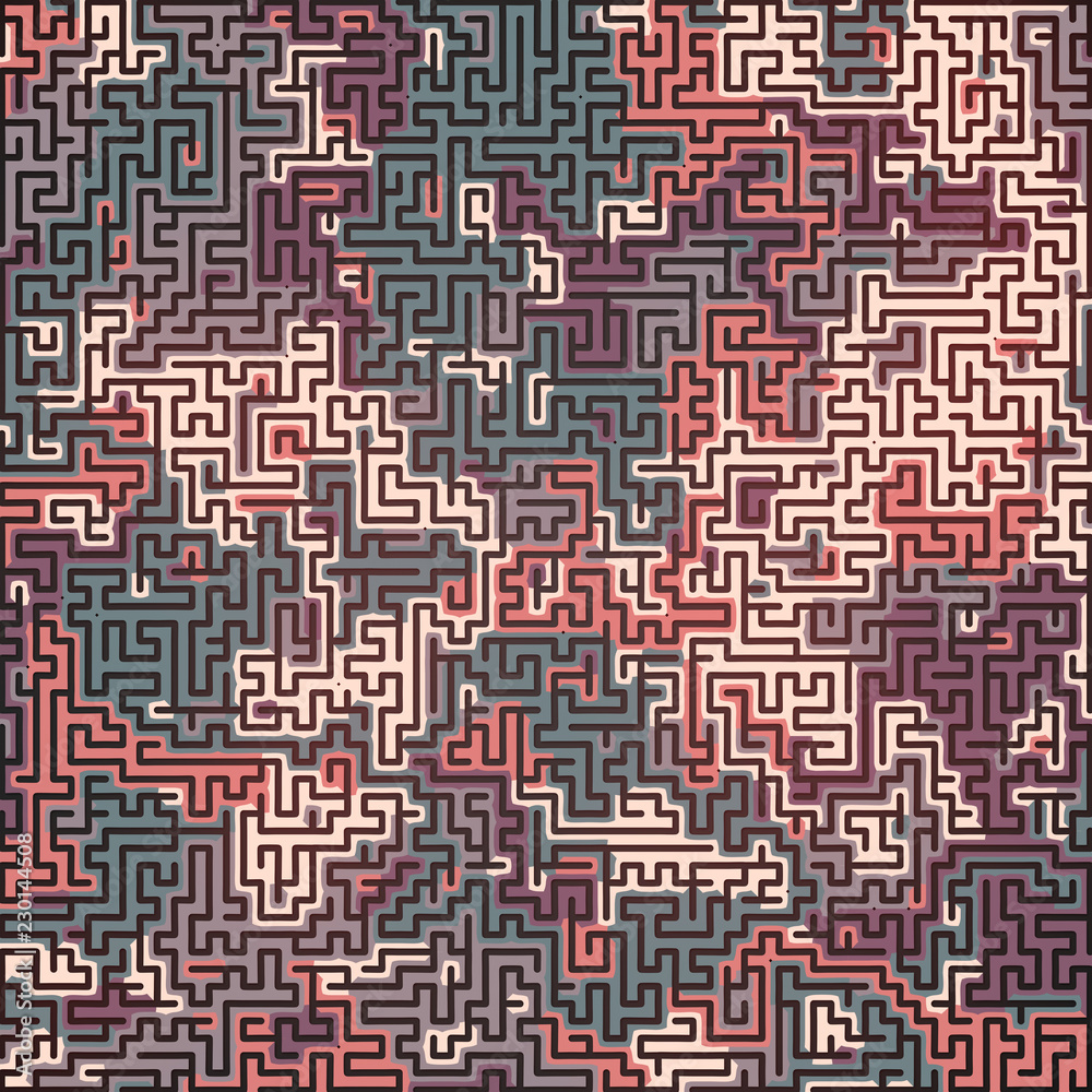 Abstract colored camouflage pattern. Futuristic composition background. Labyrinth concept. 3D rendering Abstract colored camouflage pattern. Futuristic composition background. Labyrinth concept. 3D rendering