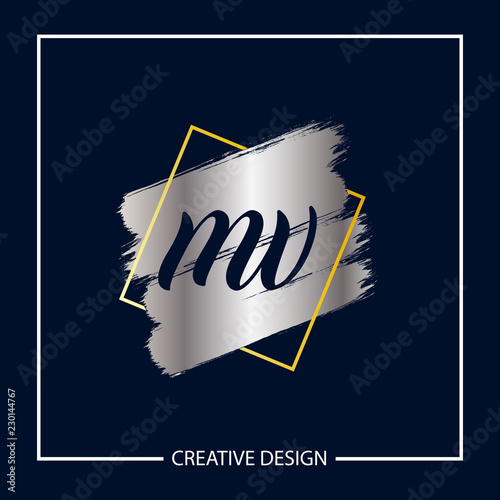 Initial MV Letter Logo Template Design