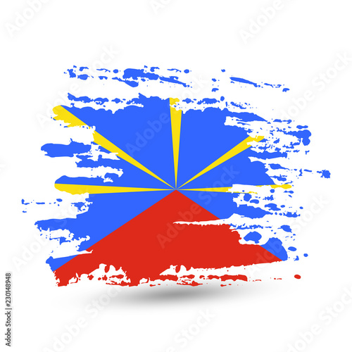 Grunge brush stroke with Reunion national flag