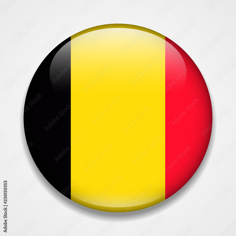 Fototapeta premium Flag of Belgium. Round glossy badge