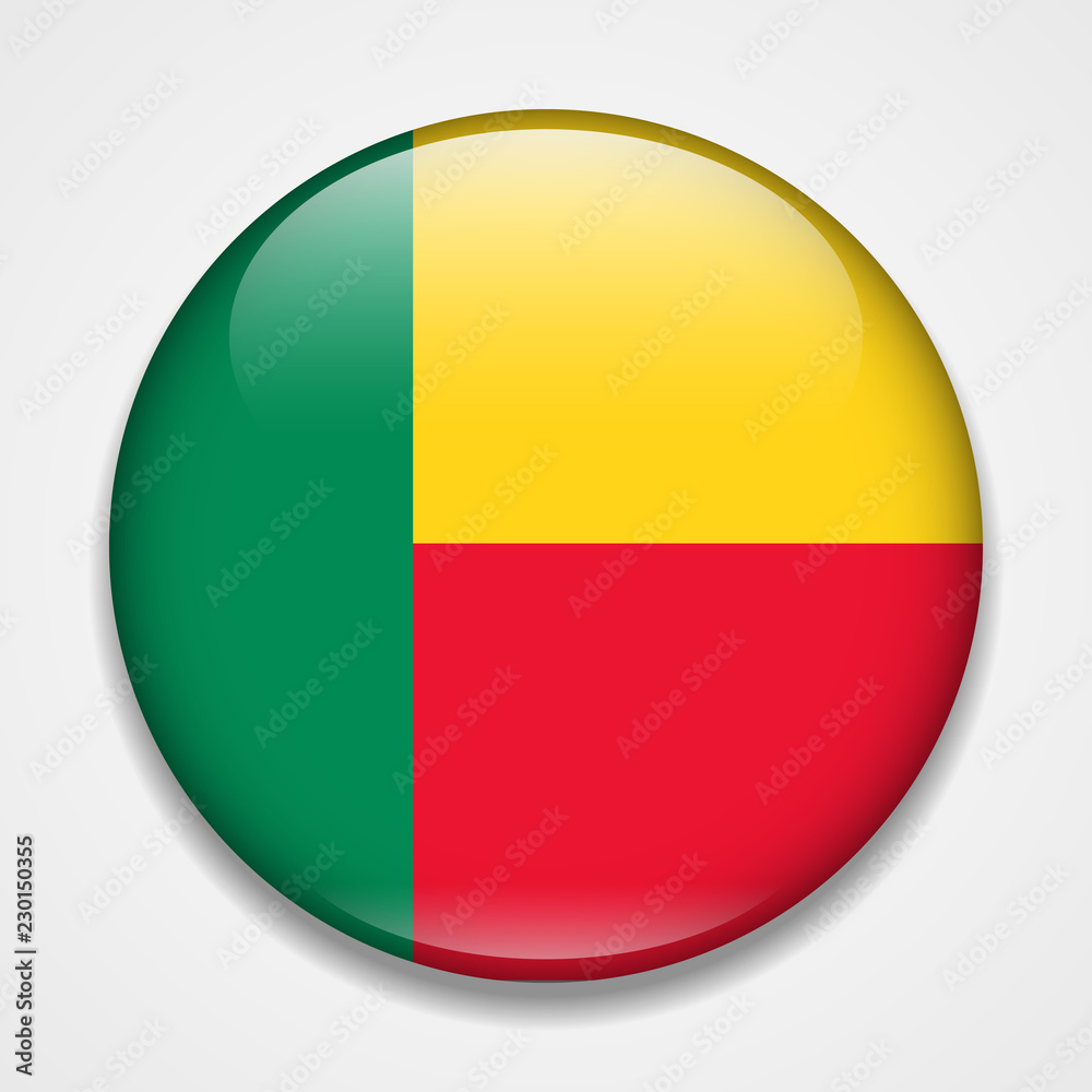 Flag of Benin. Round glossy badge Flag of Benin. Round glossy badge