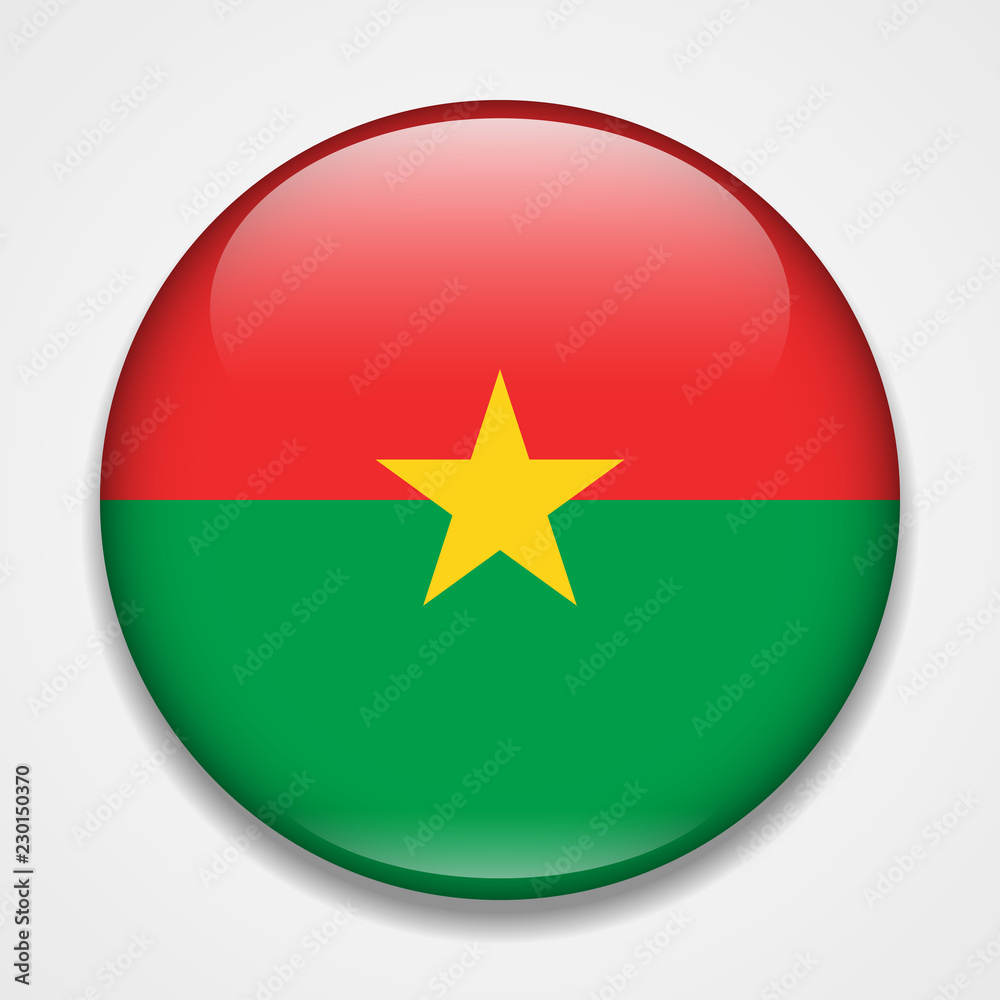 Flag of Burkina Faso. Round glossy badge Flag of Burkina Faso. Round glossy badge