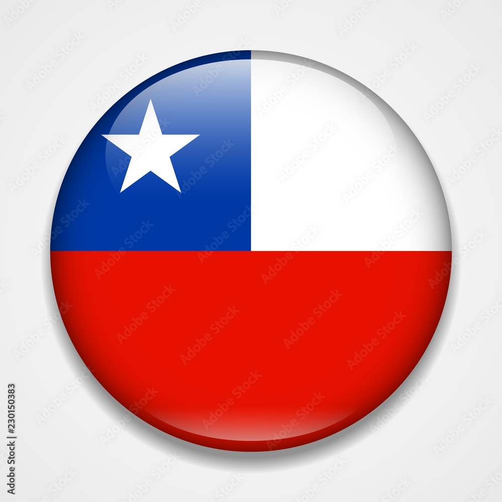 Flag of Chile. Round glossy badge Flag of Chile. Round glossy badge