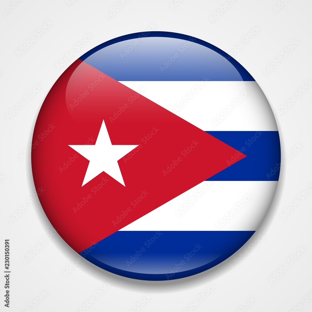 Flag of Cuba. Round glossy badge Flag of Cuba. Round glossy badge