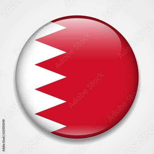 Flag of Bahrain. Round glossy badge
