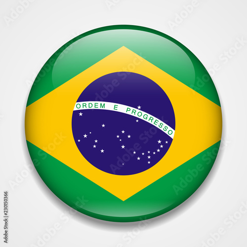 Flag of Brazil. Round glossy badge