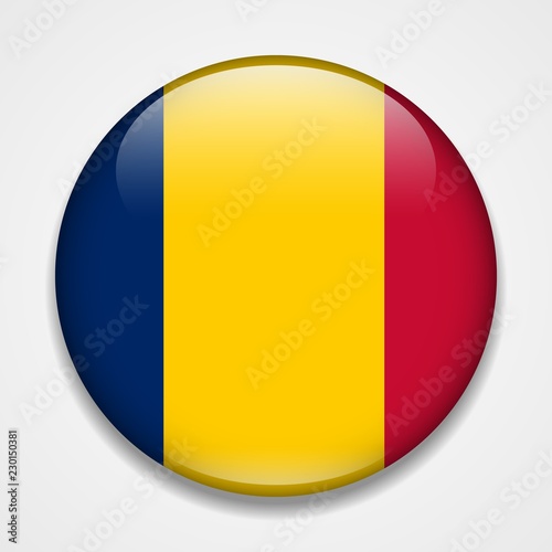 Flag of Chad. Round glossy badge Free Download Flag of Chad. Round glossy badge - GFXLoad
