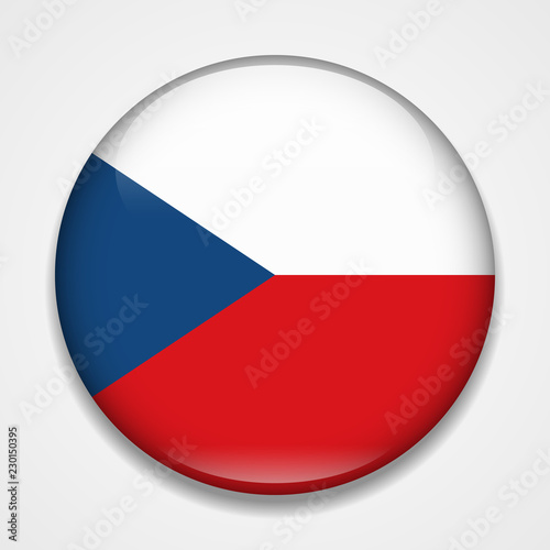 Flag of Czech Republic. Round glossy badge