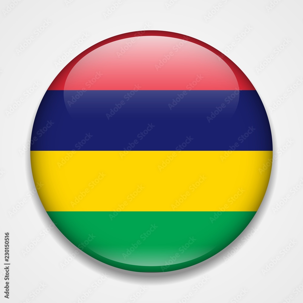 Flag of Mauritius. Round glossy badge Flag of Mauritius. Round glossy badge