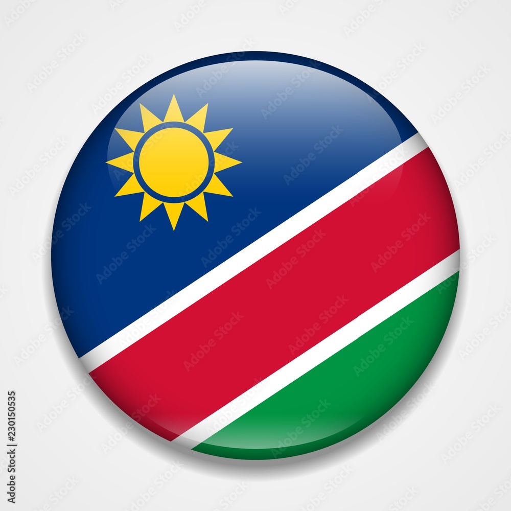 Flag of Namibia. Round glossy badge Flag of Namibia. Round glossy badge
