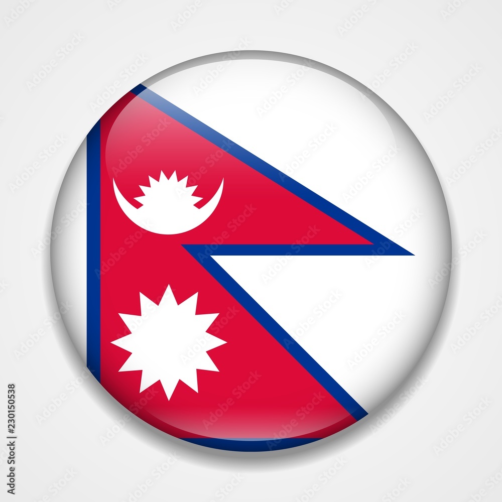 Flag of Nepal. Round glossy badge