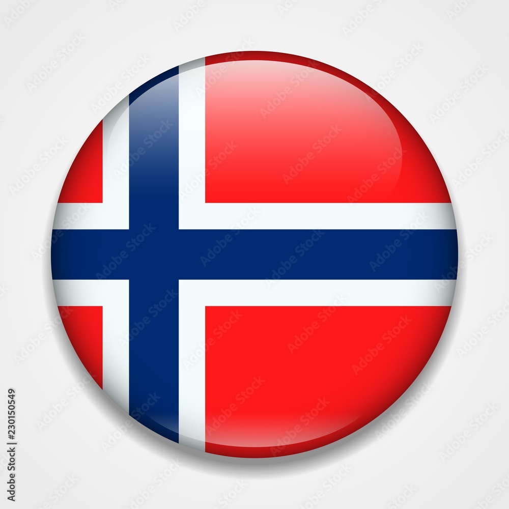 Obraz premium Flag of Norway. Round glossy badge
