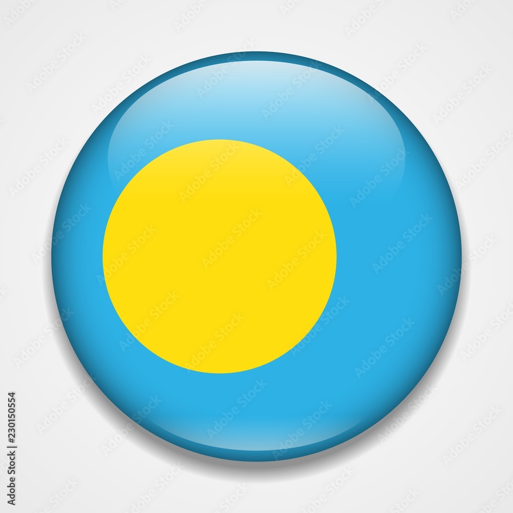 Flag of Palau. Round glossy badge