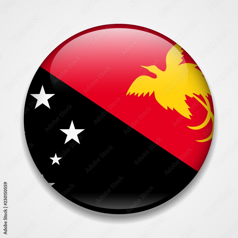 Flag of Papua New Guinea. Round glossy badge Flag of Papua New Guinea. Round glossy badge