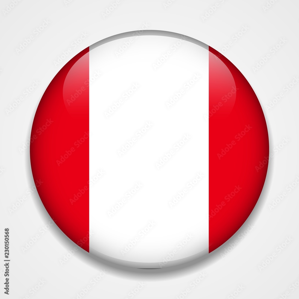 Flag of Peru. Round glossy badge