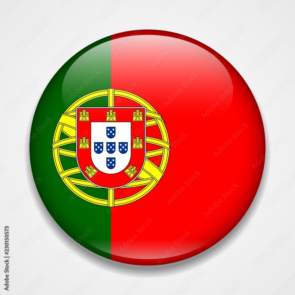 Flag of Portugal. Round glossy badge Flag of Portugal. Round glossy badge