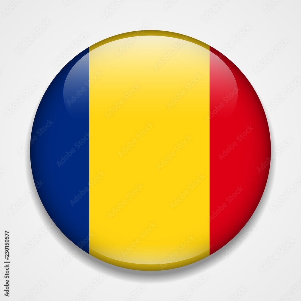 Flag of Romania. Round glossy badge