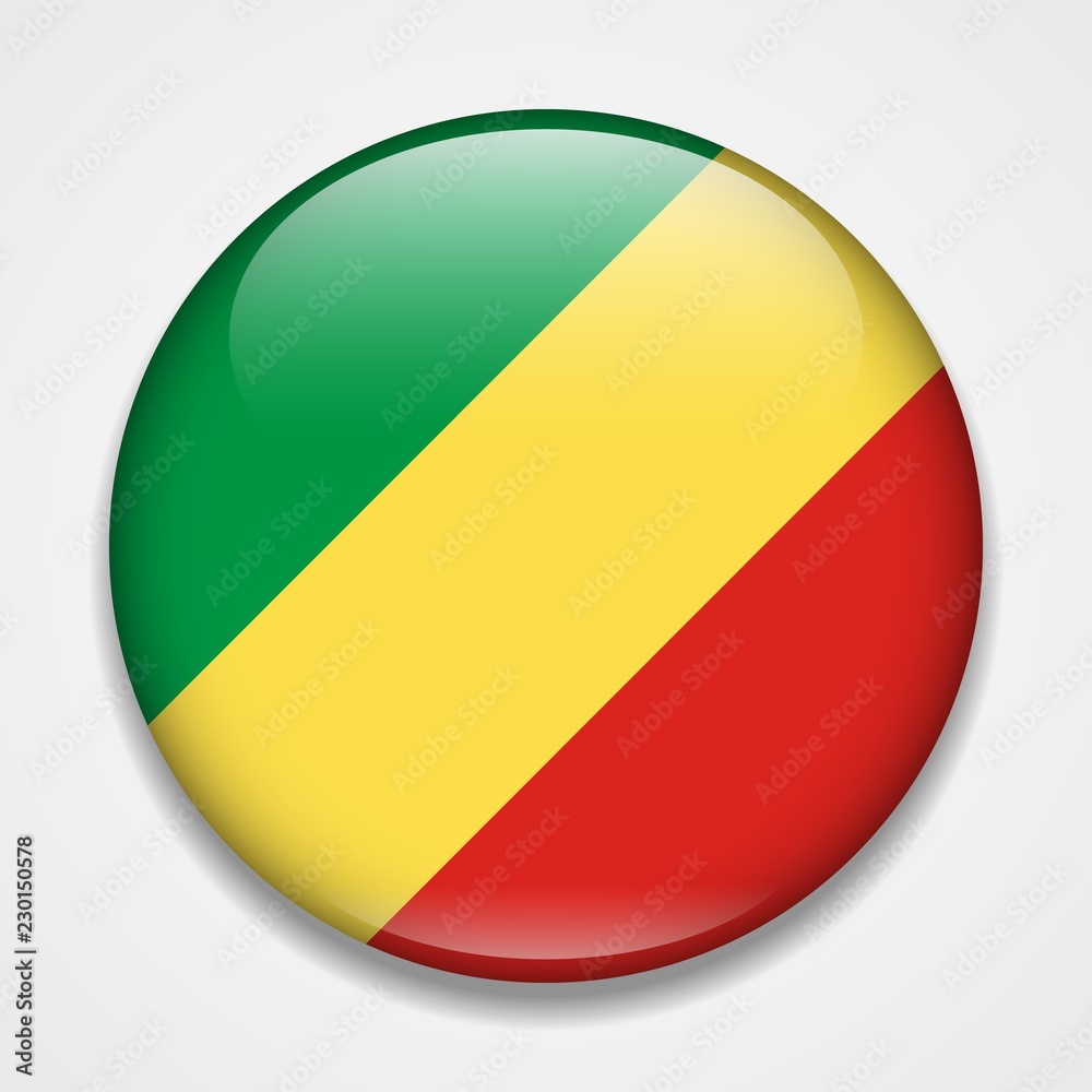 Flag of Republic of the Congo. Round glossy badge Flag of Republic of the Congo. Round glossy badge