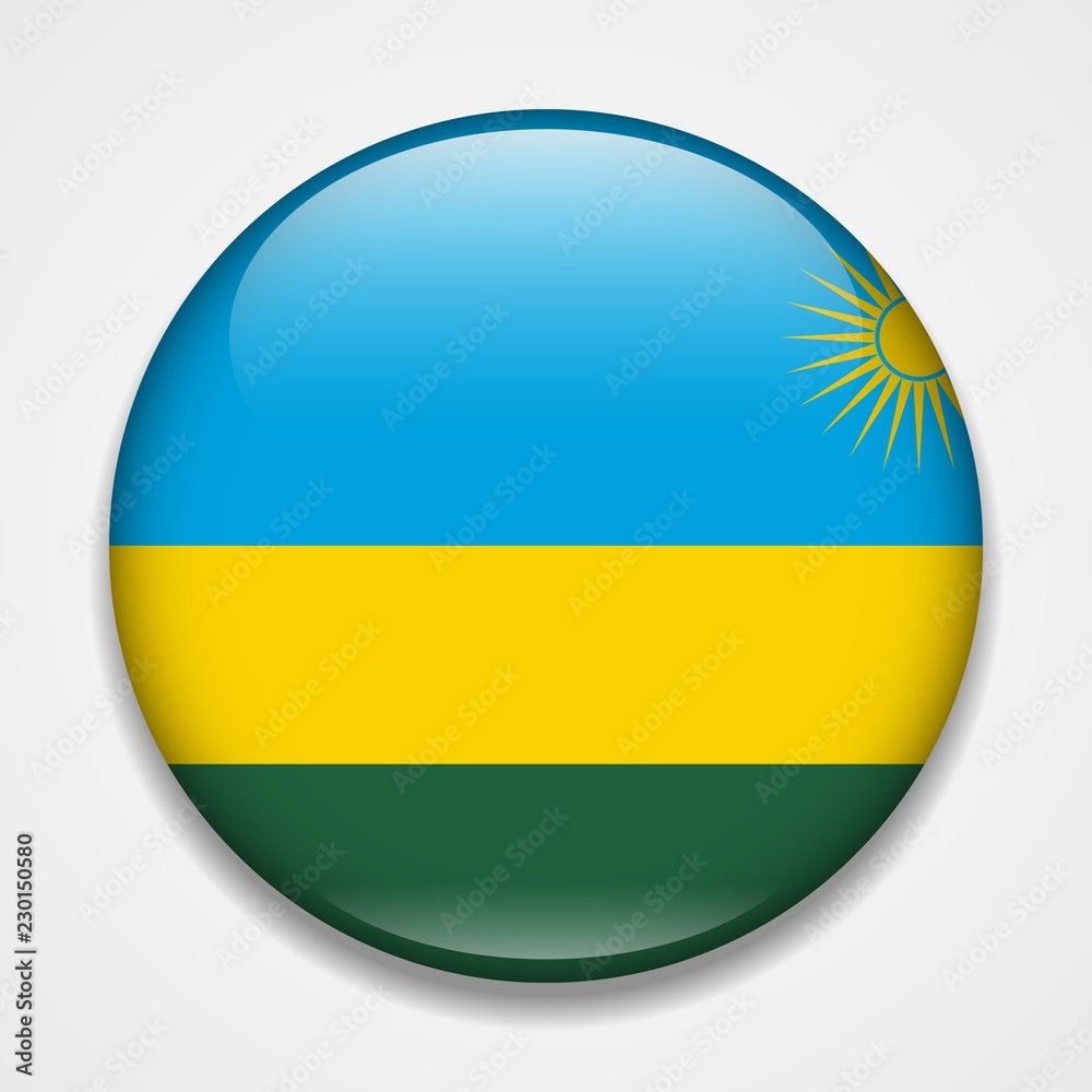 Flag of Rwanda. Round glossy badge Flag of Rwanda. Round glossy badge