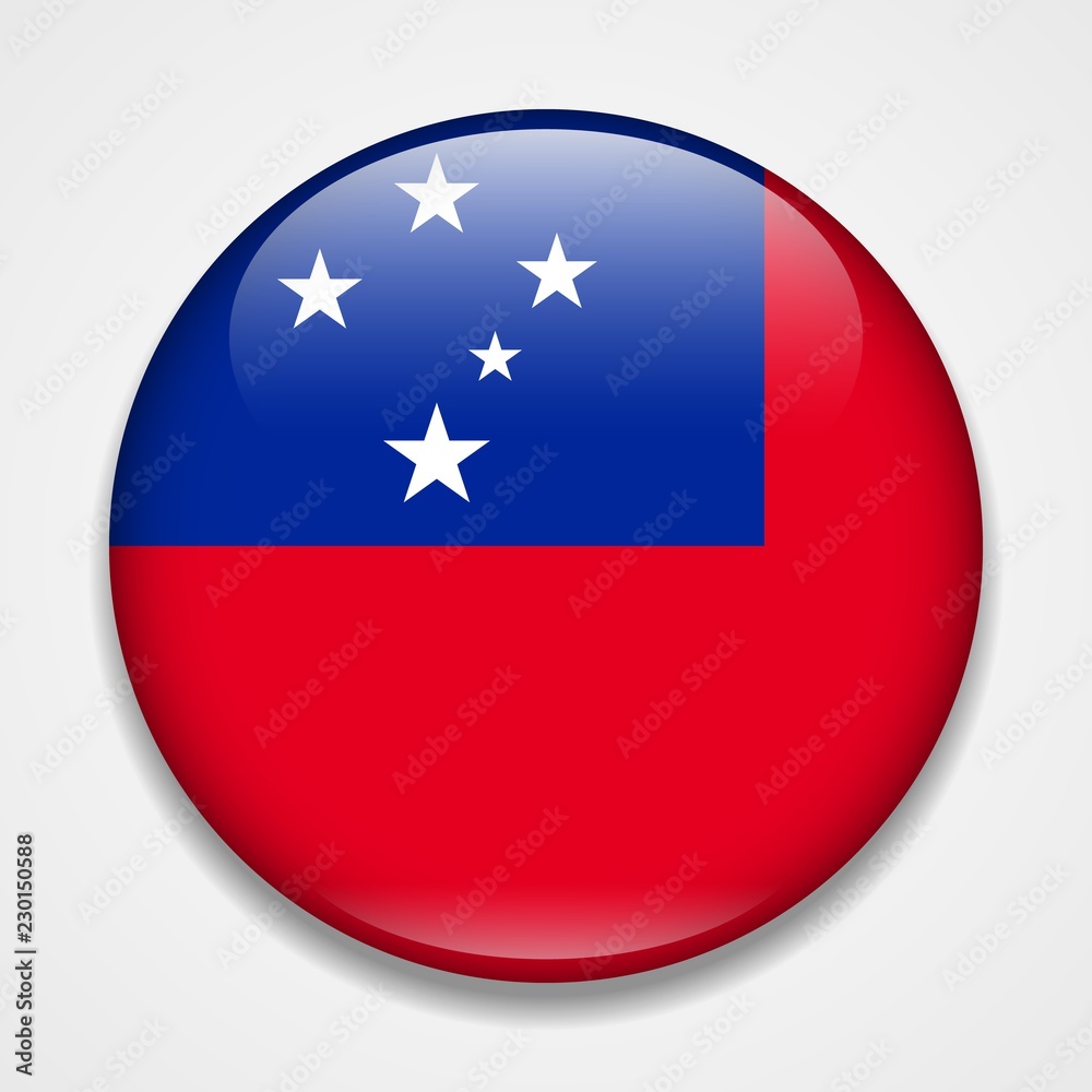 Flag of Samoa. Round glossy badge Flag of Samoa. Round glossy badge