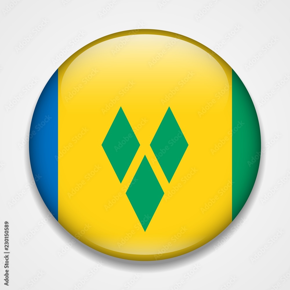 Flag of Saint Vincent and the Grenadines. Round glossy badge Flag of Saint Vincent and the Grenadines. Round glossy badge
