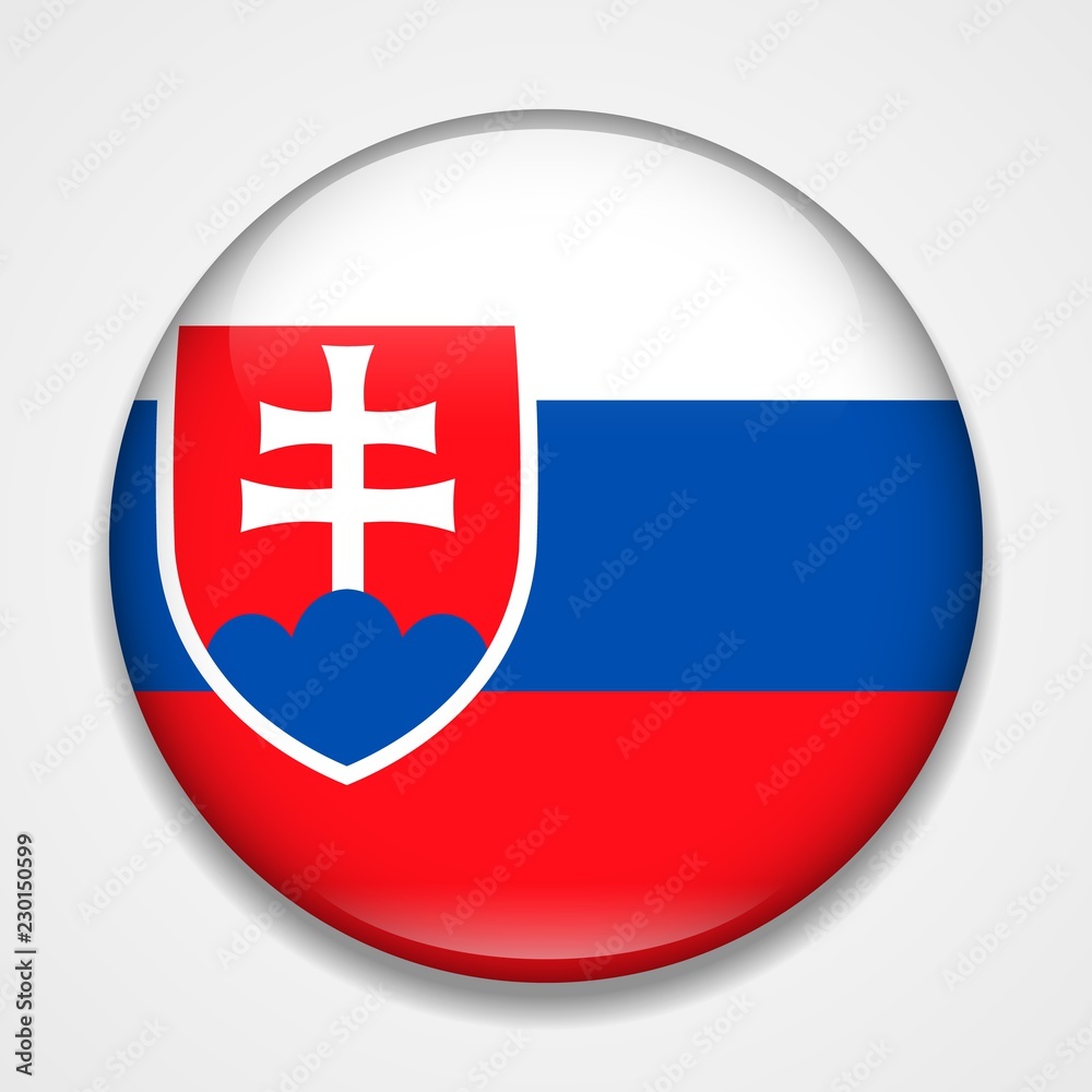 Obraz premium Flag of Slovakia. Round glossy badge