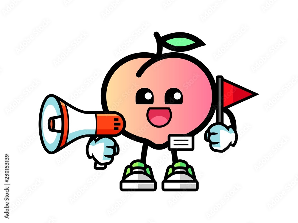 Peach tour guide mascot cartoon illustration Stock Illustration | Adobe  Stock