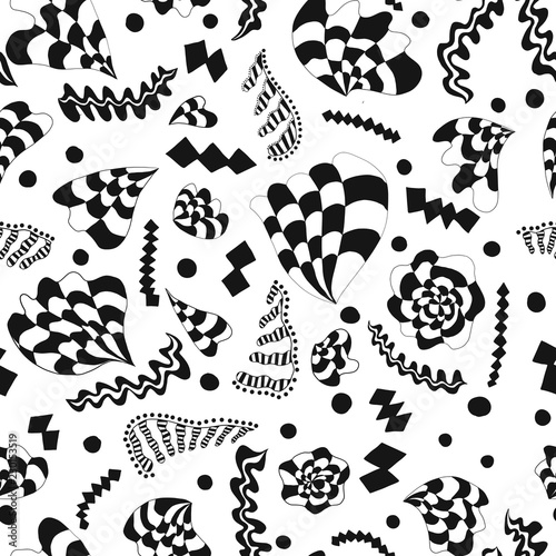 Repeated seamless pattern background in black and white. Swatch design