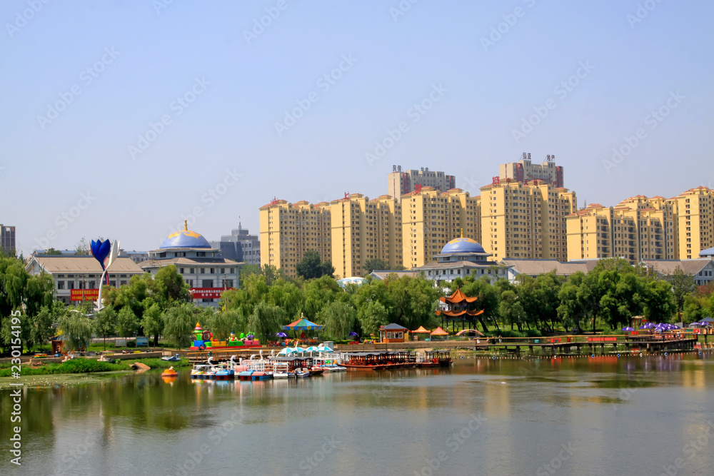North River Park surrounding architecture scenery, China.