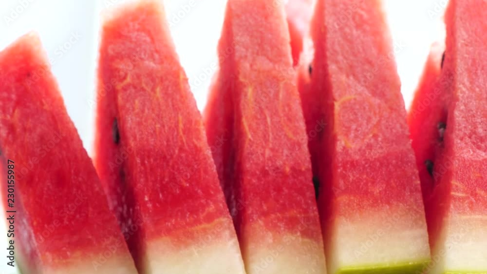 Close Up Fresh Watermelon Slices Rotating Close Up Fresh Watermelon Slices Rotating