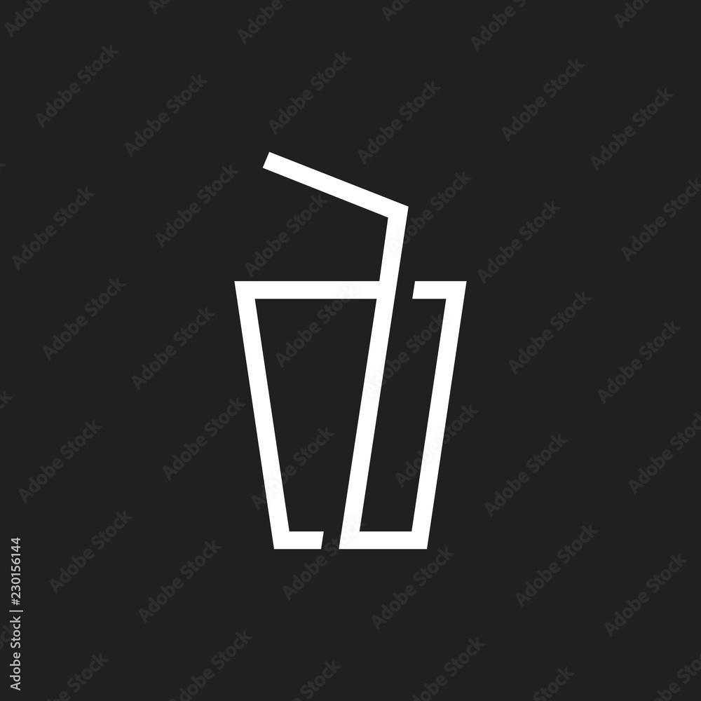 glass andd a straw geometric line logo glass andd a straw geometric line logo