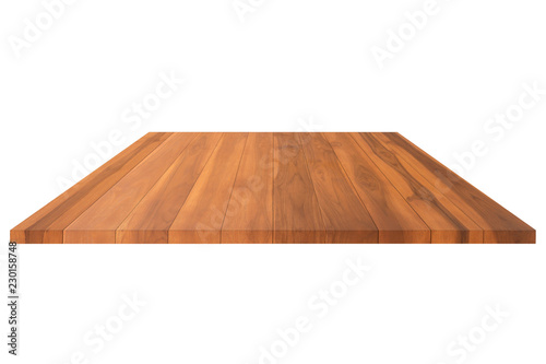 Empty top of wooden flooring isolated on white background