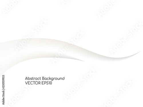 Abstract white background 3D concave wave texture smooth curve line with shadow.  For vector background, banner, divider, design element.