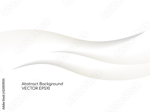 Abstract white background 3D concave wave texture smooth curve line with shadow.  For vector background, banner, divider, design element.