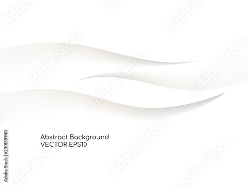 Abstract white background 3D concave wave texture smooth curve line with shadow. For vector background, banner, divider, design element. © korkeng