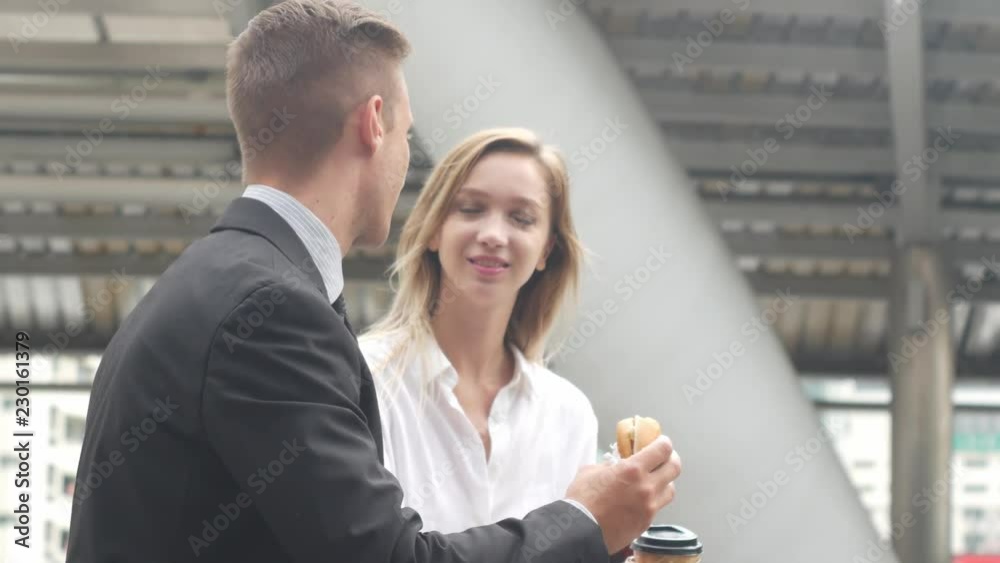 Business man and business women take a coffee, Business concept. Business man and business women take a coffee, Business concept.