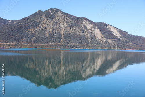 Lake Walchensee in Bavaria-Germany with colourful autumn forest on mountain 3537