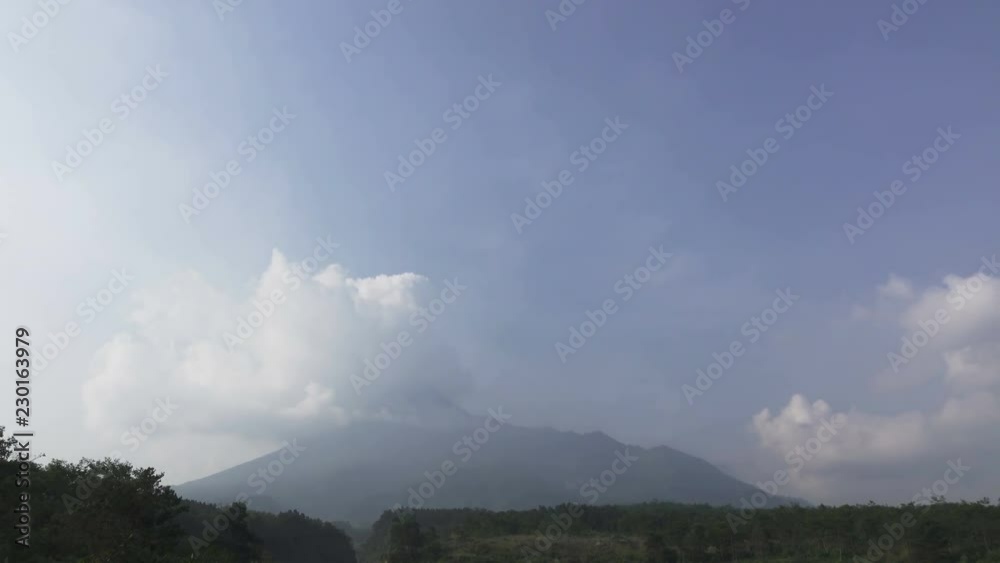 Mount Merapi, Gunung Merapi ,literally Fire Mountain in Indonesian and Javanese, is an active stratovolcano located on border between Central Java and Yogyakarta, Indonesia Mount Merapi, Gunung Merapi ,literally Fire Mountain in Indonesian and Javanese, is an active stratovolcano located on border between Central Java and Yogyakarta, Indonesia