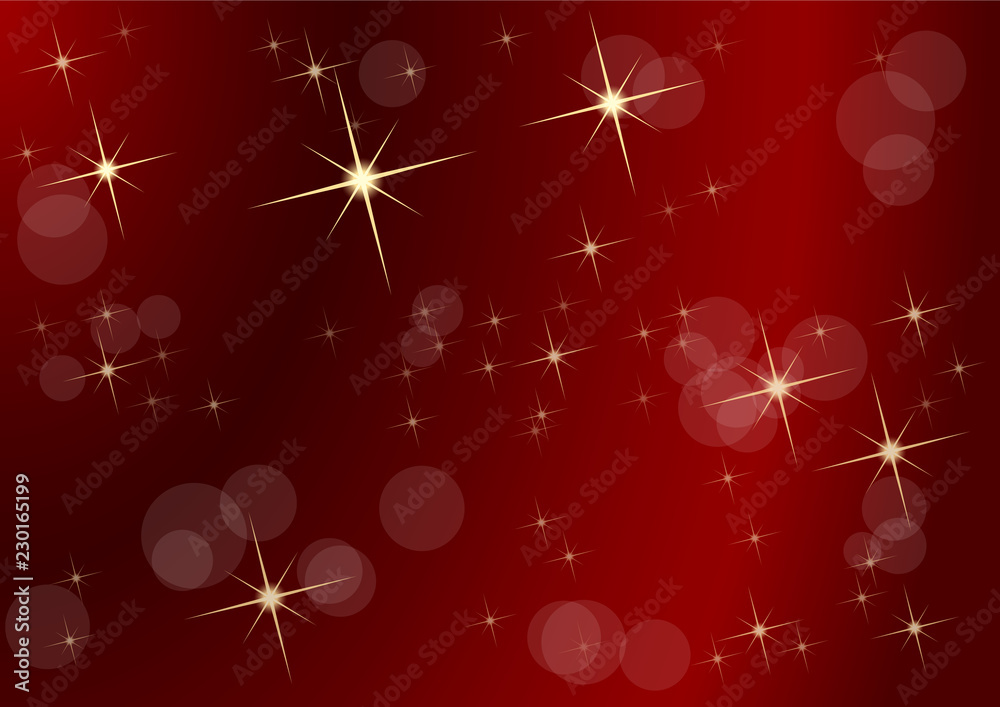Christmas in red, empty background made with starry sky and blurry lights Christmas in red, empty background made with starry sky and blurry lights