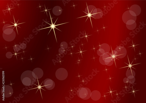 Christmas in red, empty background made with starry sky and blurry lights