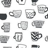 seamless pattern with scandinavian style cups
