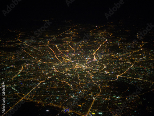 An aerial view of Moscow city from an airplane 