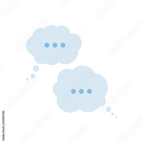 Vector flat empty blue speech bubbles icon. Communication messages symbol. Online chatting, conversation and modern media technologies sign. Isolated illustration © sabelskaya