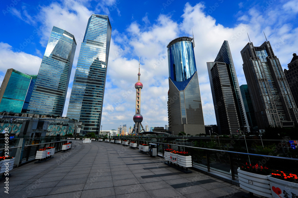 Fototapeta premium Shanghai world financial center skyscrapers in lujiazui group