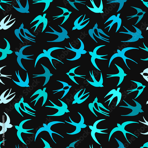 Swallows, seamless pattern for your design