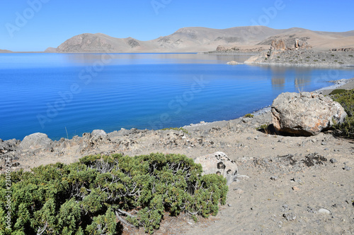 Tibet  lake Nam-Tso  Nam Tso  in summer  4718 meters above sea level.  Place of power