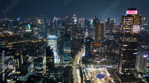 Wallpaper Mural Night view of office buildings with road intersection Torontodigital.ca