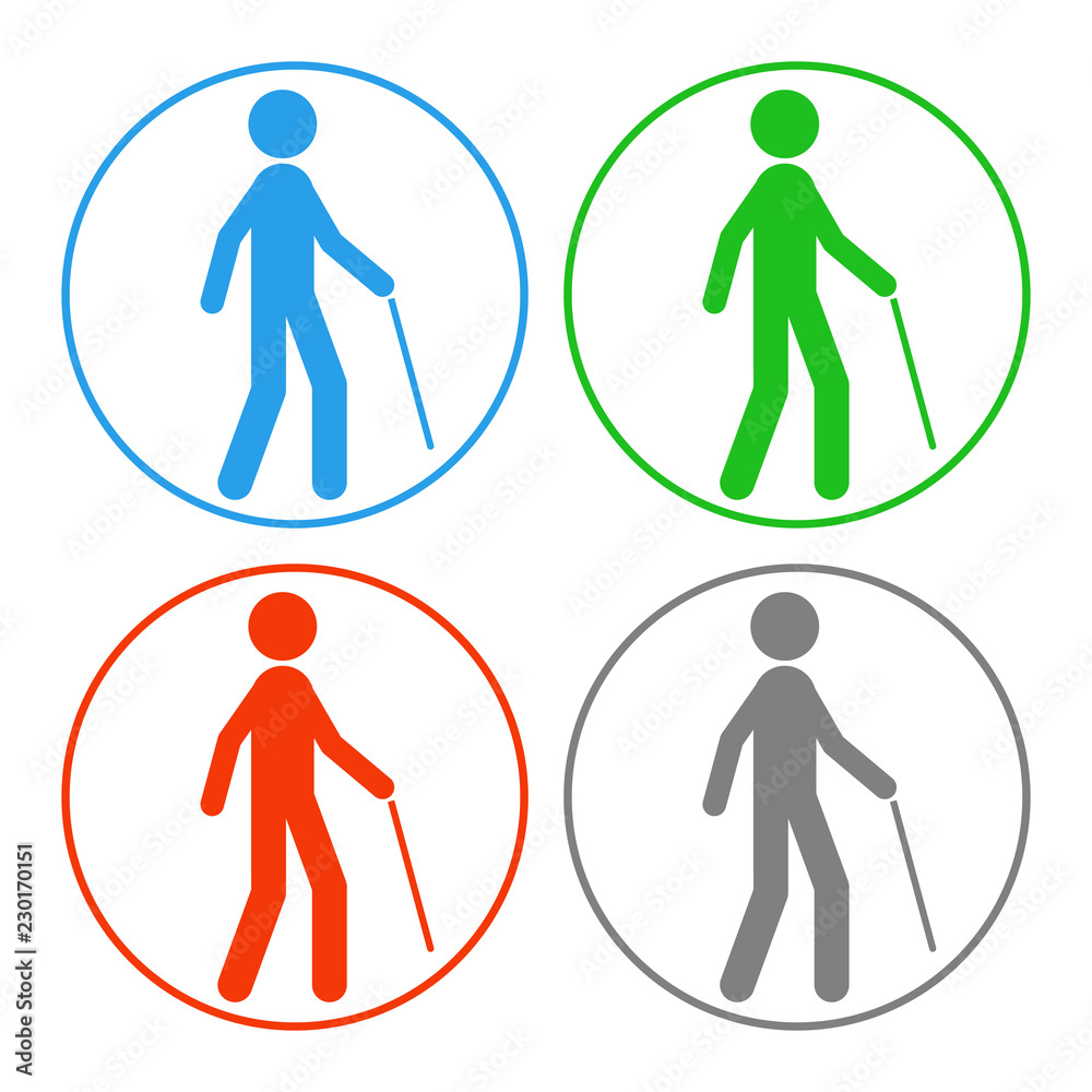 Old man with walking stick. Vector icon. Old man with walking stick. Vector icon.